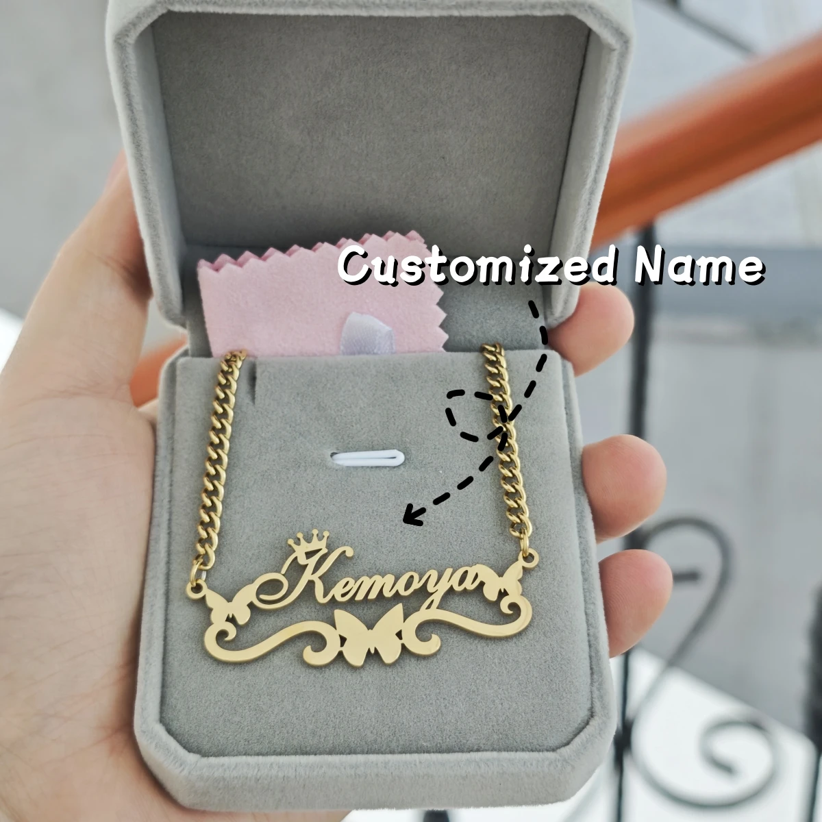 

Customized Personalized Text Necklace Stainless Steel Necklace Adjustable Necklace Fashion Accessories Children's Christmas Gift