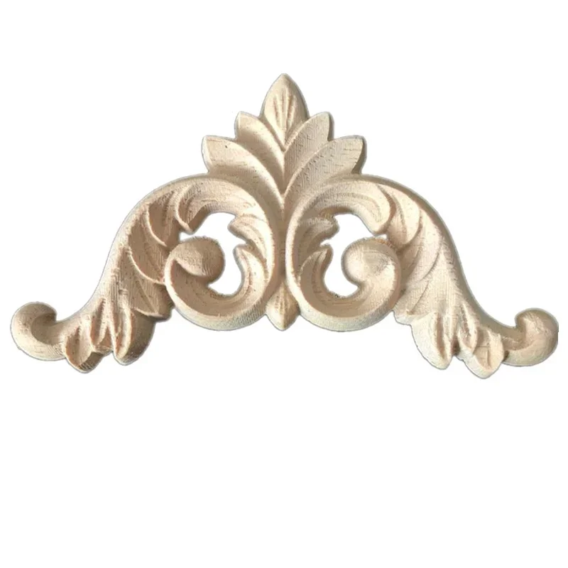 Unique Natural Floral Wood Carved Wooden Figurines Crafts Corner Appliques Frame Wall Door Furniture Woodcarving Decorative