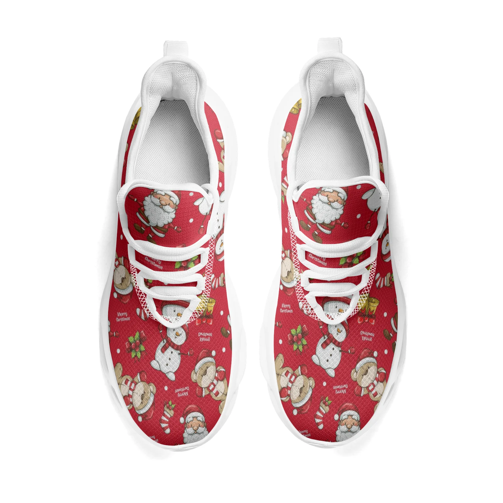أحذية رياضية كاجوال مخصصة لجو عيد الميلاد الحمراء للرجال والنساء، أحذية جري خفيفة الوزن وجيدة التهوية