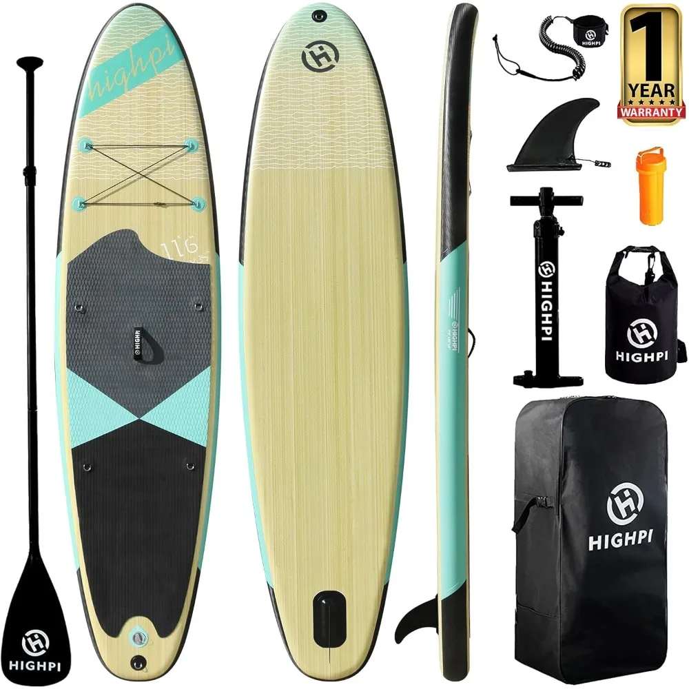 

Inflatable Stand Up Paddle Board 11'x33''x6''W Premium SUP Accessories, Backpack, Wide Stance, Surf Control