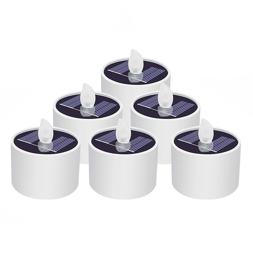 Luz de té Solar Led sin llama, luces de té solares impermeables para exteriores, velas recargables, fiesta, jardín, decoración del hogar
