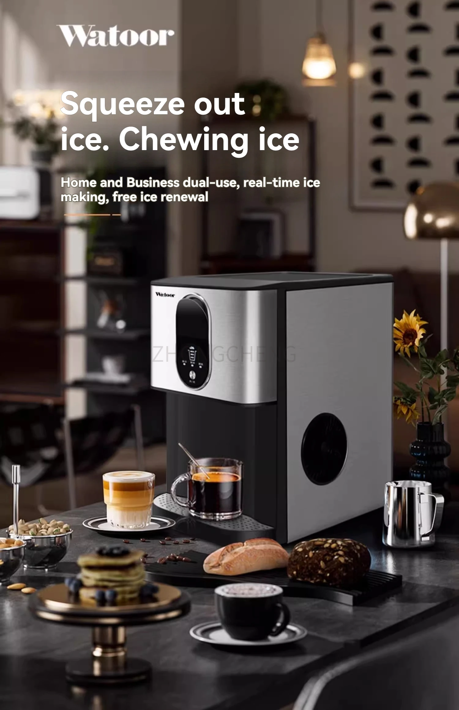 آلة صنع الثلج WZB-30DN، متجر شاي الحليب التجاري، مقهى، غرفة شطرنج الثلج المنزلية، آلة بثق الثلج المربعة الصغيرة