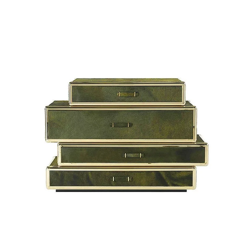 

Villa chest side bedroom cabinet locker designer Italian four leather light luxury art entrance door