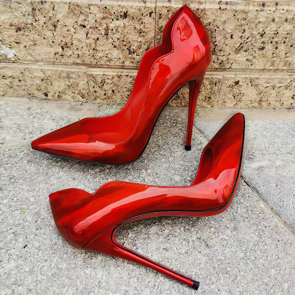 New sexy pointed 12cm temperament red sole black high heels for women slim heels that are not tiring, shallow mouth single shoes