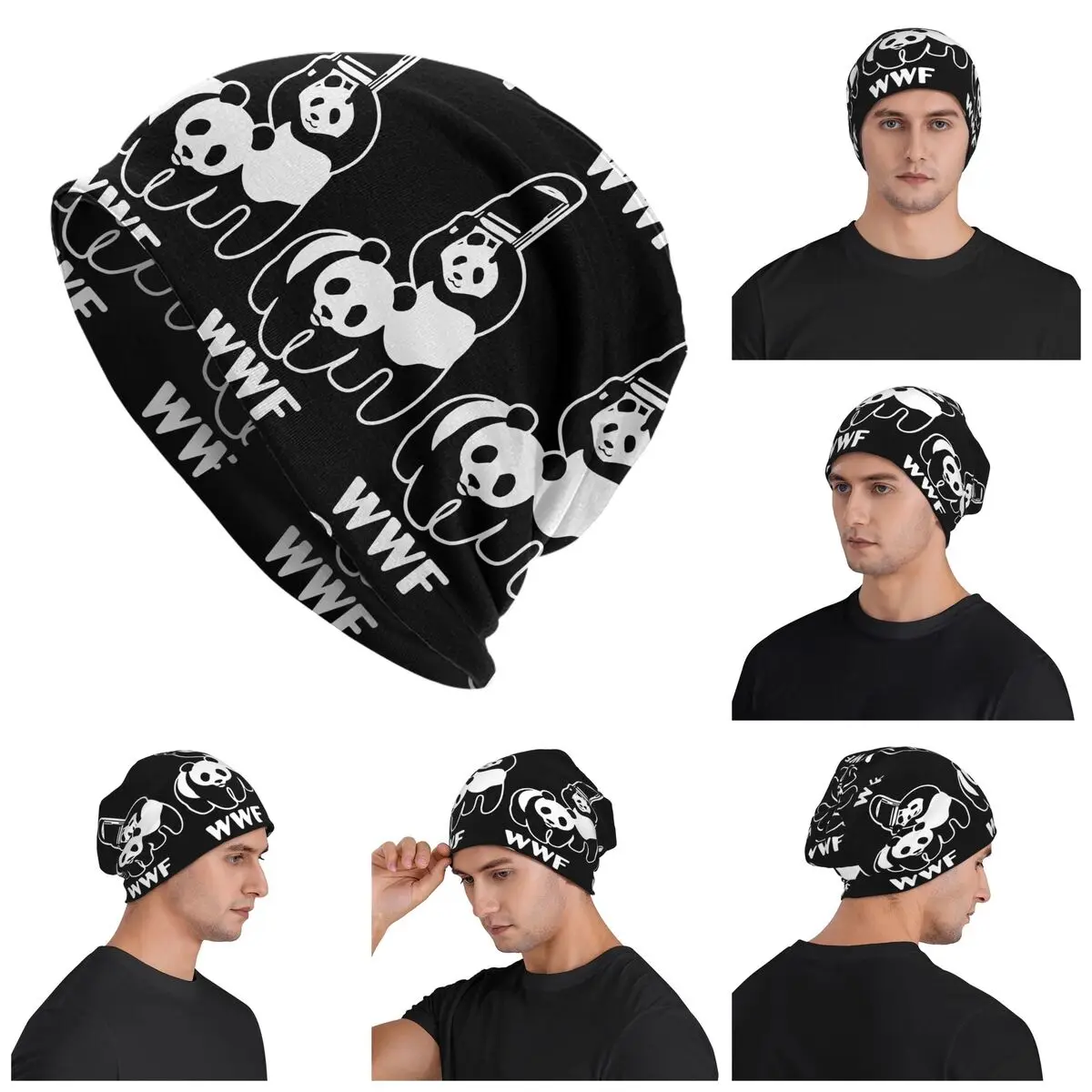 WWF Wrestling Panda Skullies Beanies Hats Warm Autumn Winter Outdoor Cap Knitted Bonnet Caps for Men Women Adult