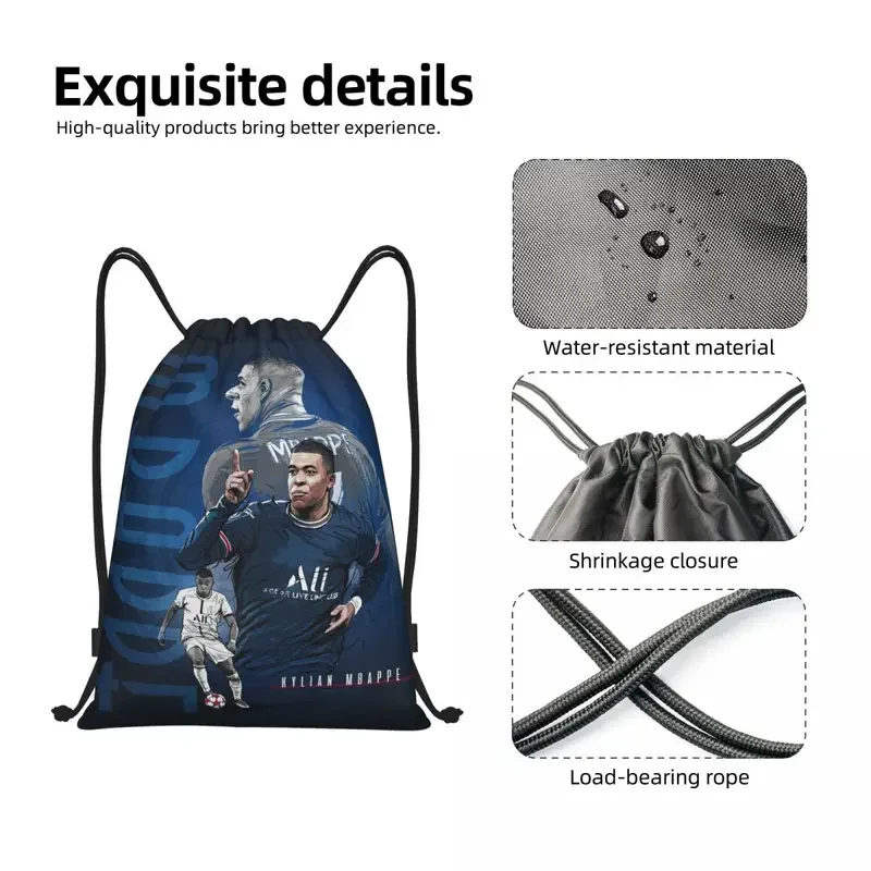 Custom Mbappes French drawstring backpack bags men women lightweight km football Pop Art gym sports sackpack sacks for yoga