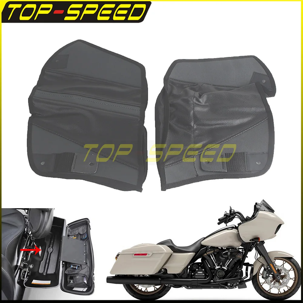 Motorcycle Black Saddlebags Liners Wall Organizer Storage Tool Bag For Harley Touring CVO Street Glide Road Glide FLHXSE 23-24