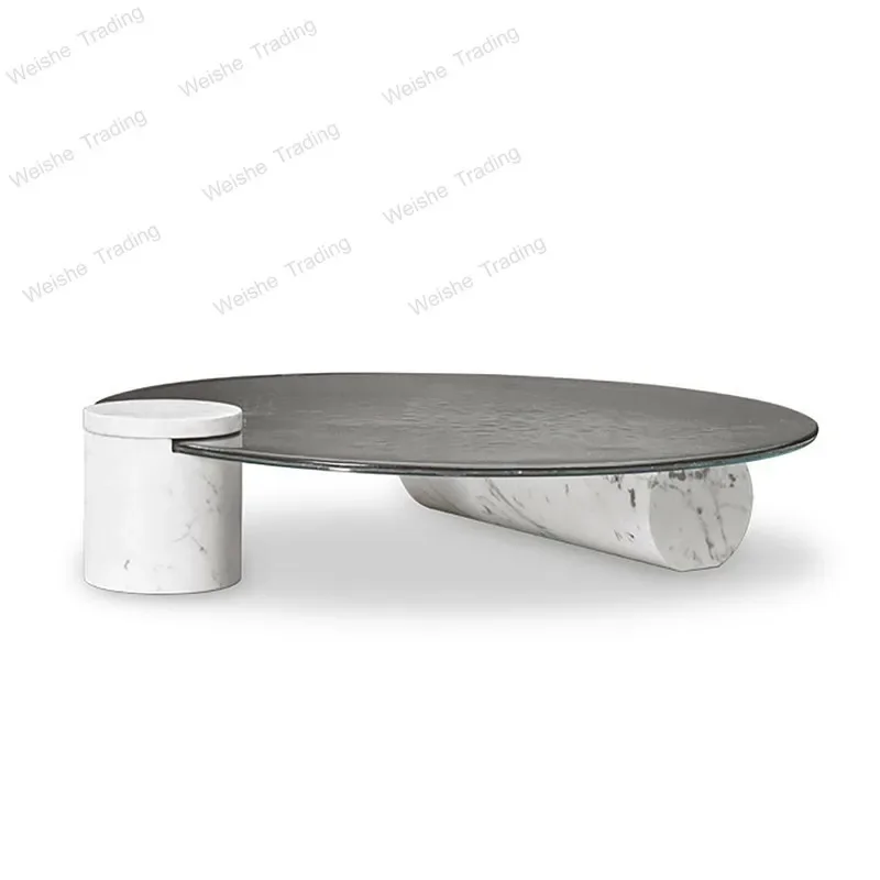 windshield tea table post-modern water ripple coffee table Italian minimalist round stainless steel light luxury