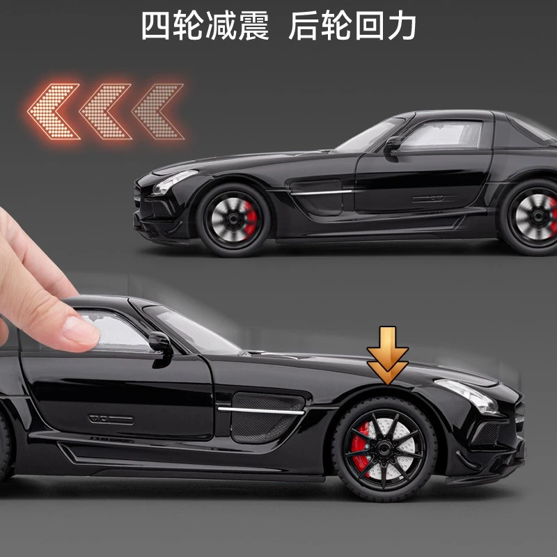 1:24 SLS دييكاست سبيكة نموذج سيارات لعب مع ضوء الصوت التراجع الأبواب فتح سيارات رياضية موضة حلية الأولاد الهدايا