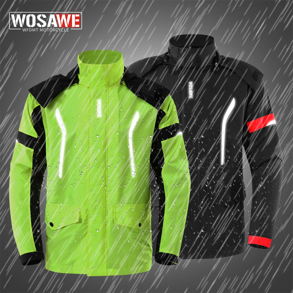 WOSAWE Motorcycle Waterproof Raincoat Rainstorm Prevention Jacket Camping Hiking Fishing Rain Coat Motorcyclist Rider Rainwear