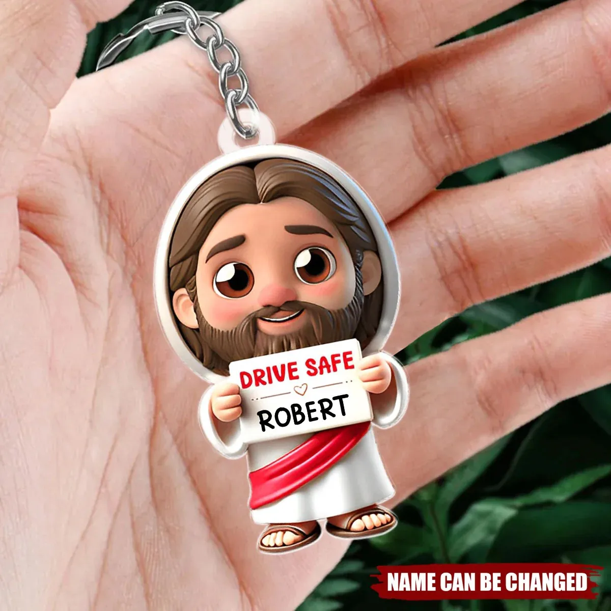 Personalized "Jesus Drive Safe" Acrylic Keychain