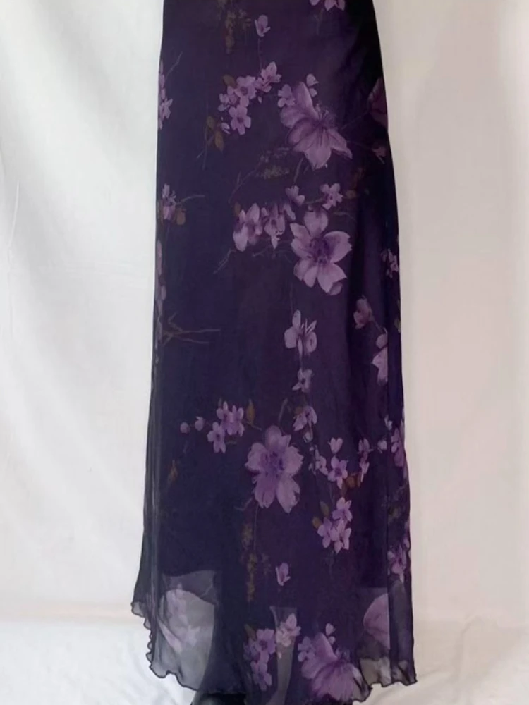 Summer Skirts Women Clothes Low-waisted Slim Fit Gauze Jupe Chic Korean Saia Print Thin Long Skirt 2026 Faldas Mujer De Moda
