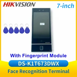 Hikvision-Controle de Acesso Terminal Porta Station, Interfone, WiFi Doorphone, Impressão Digital, Reconhecimento Facial, 7 polegadas, DS-K1T673DWX