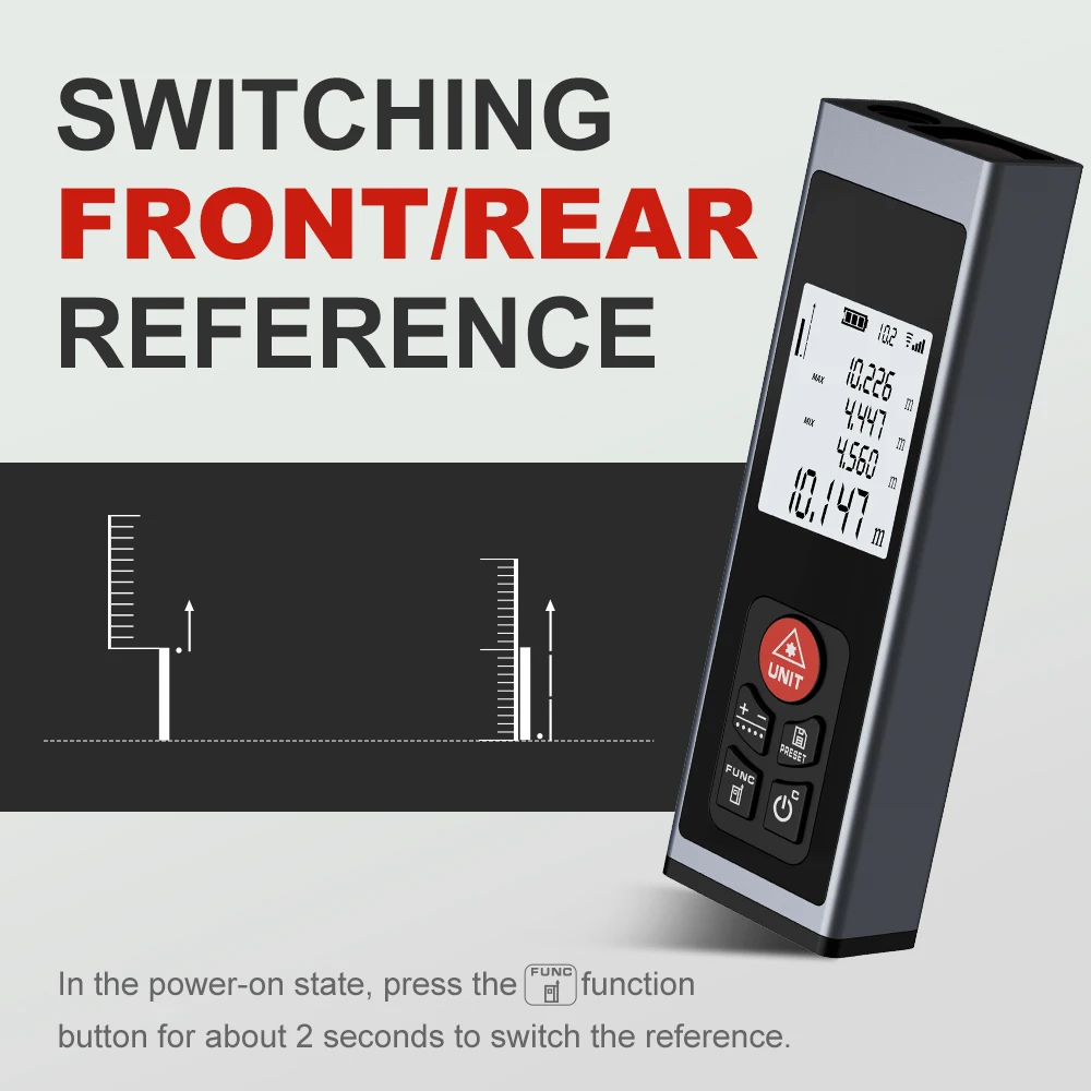 Nohawk Mini Laser Measuring Tool Range Compact Laser Distance Meter with TYPE-C Rechargeable Aluminum Alloy Shell Multiple Modes