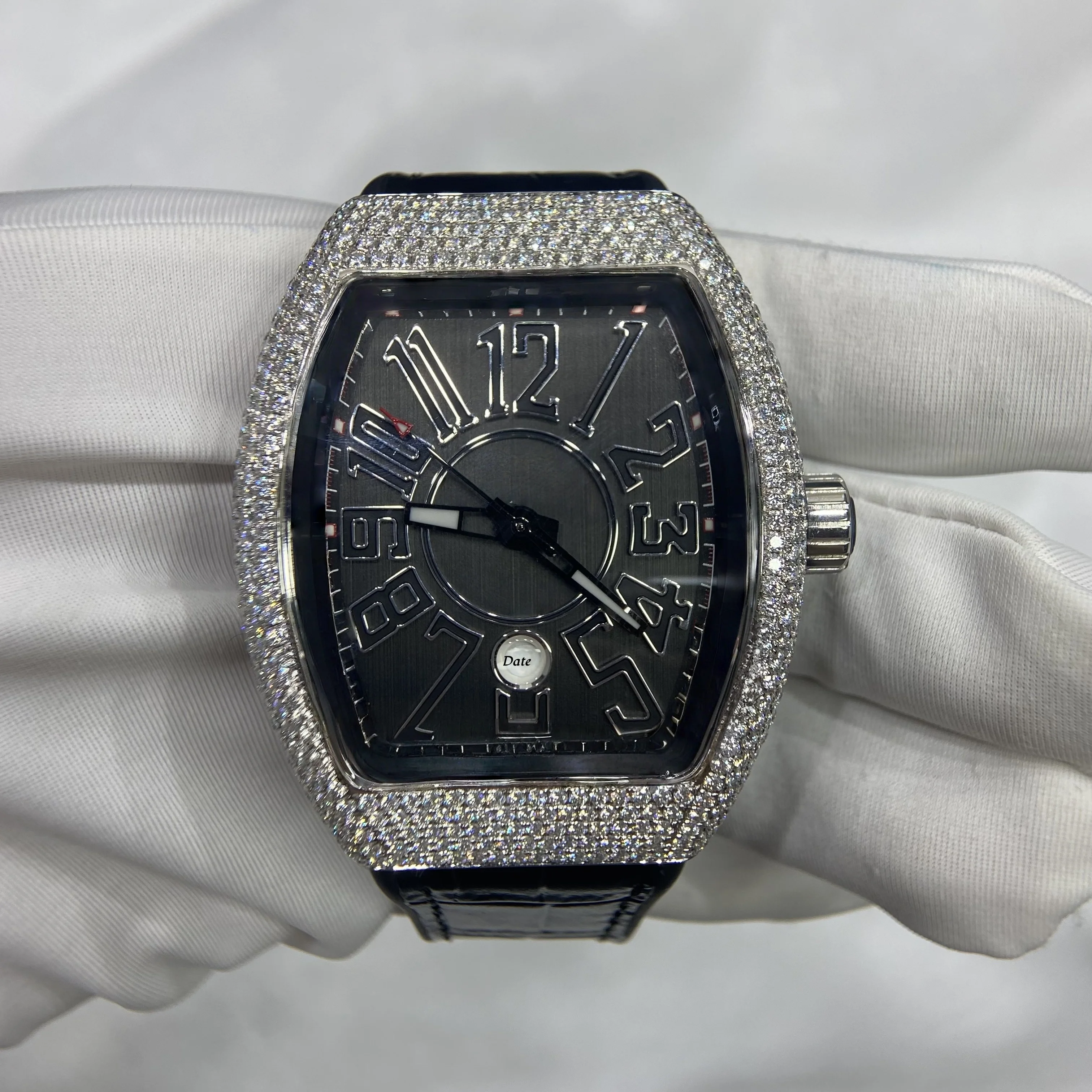 Reloj de Hip Hop para hombre, venta al por mayor, reloj mecánico automático de moissanita, 1:1 Hip Hop, lujo, brillante, Vvs, diamante refrigerado