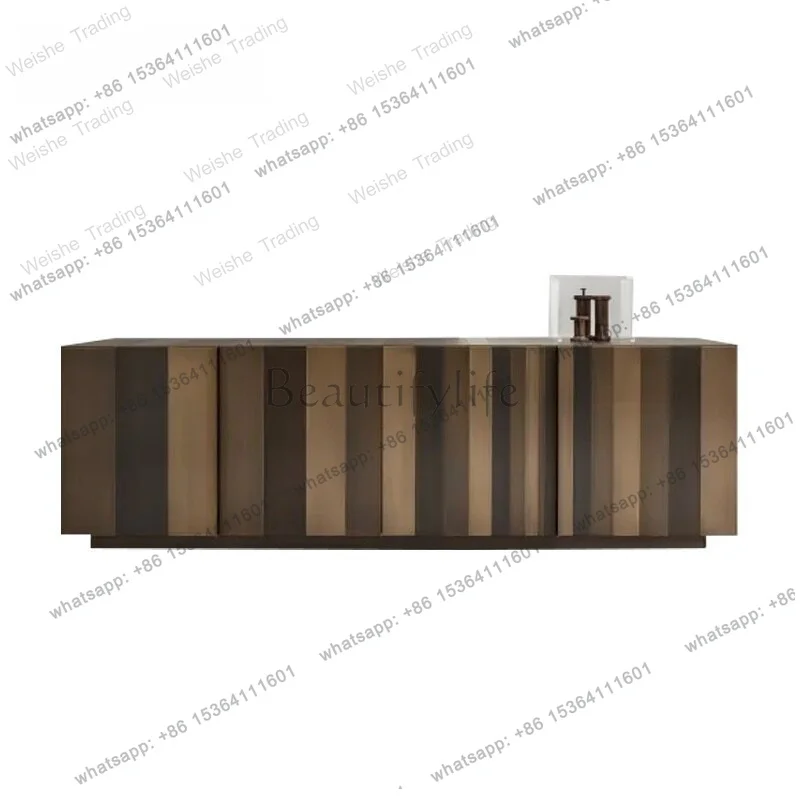LJY Italian veneer striped decorative cabinet fashion light luxury art storage cabinet
