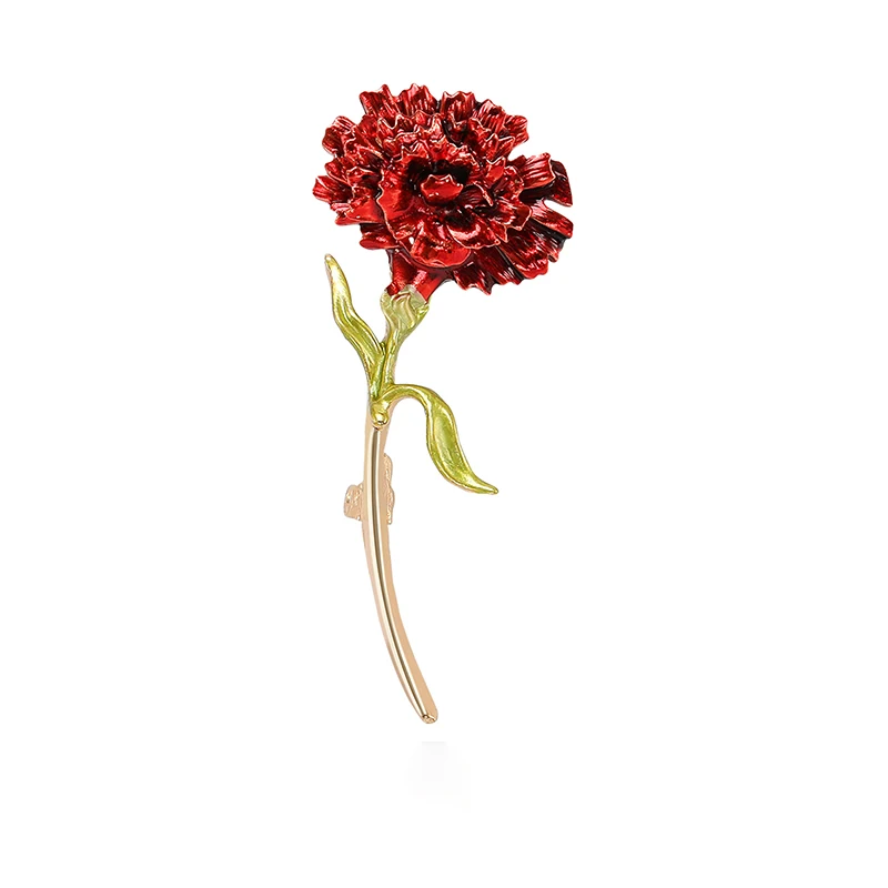 Mother's Day Enamel Carnation Brooch for Women Plant Flower Pins Office Party Friend Gifts Jewelry Accessories