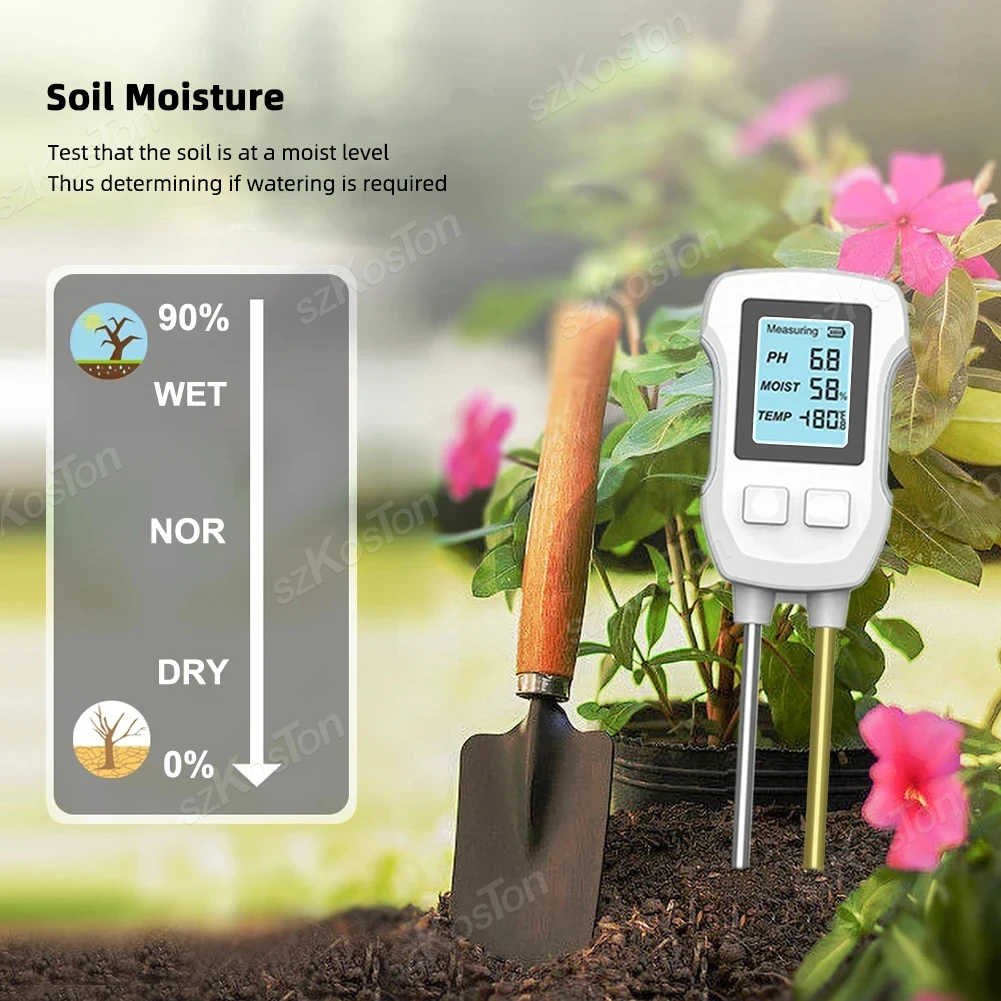 3 in 1 Digital LCD Soil Meter PH/Moisture/Temperature Soil Teste Garden Flower Potted Plant Monitor Plants Moist Testing Tool