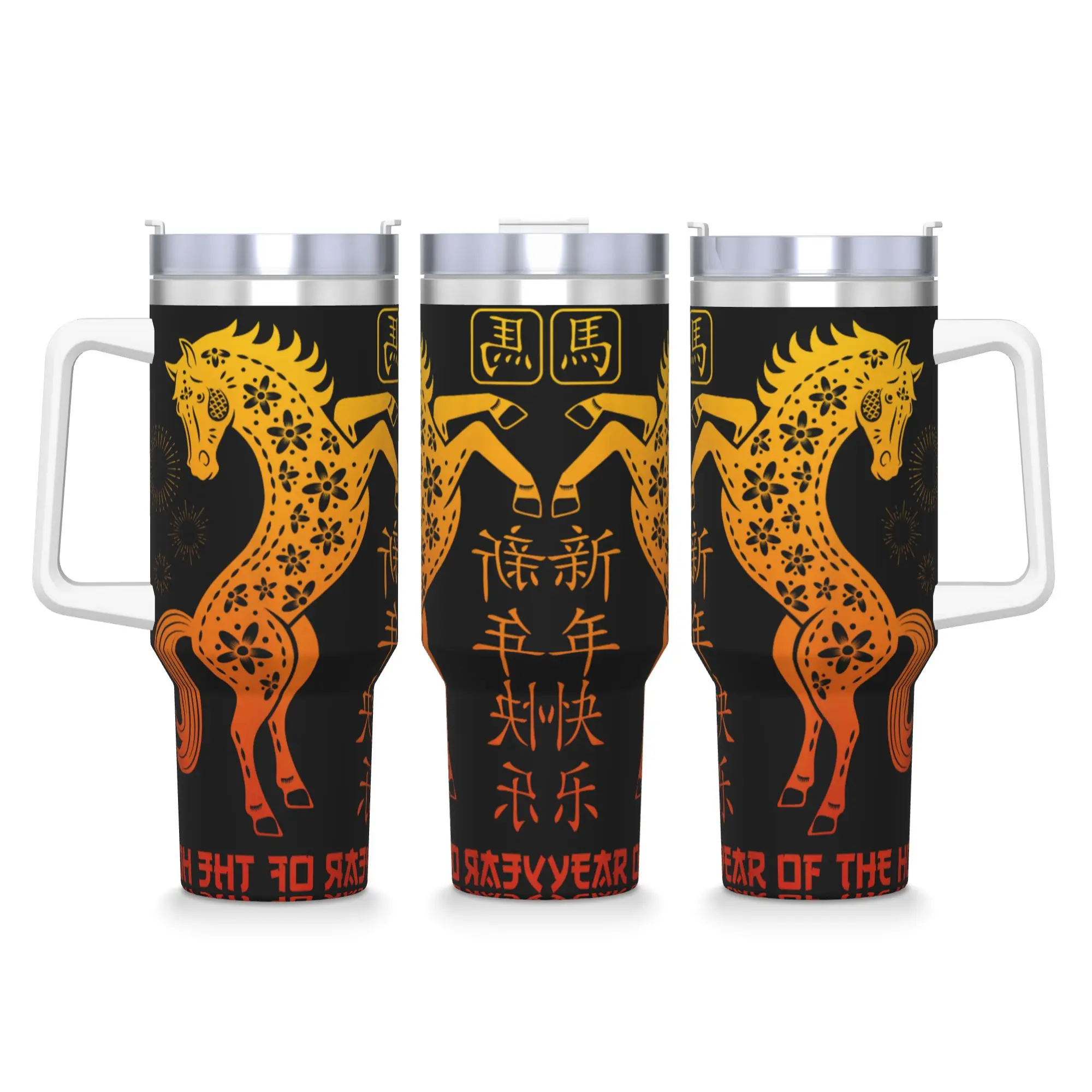 Stainless Steel Tumbler New Year 2026 Year of The Horse Coffee Mug  Keep Heat Cold and Hot Mugs Cup Travel Custom Water Bottle