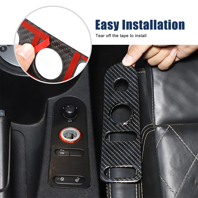 1piece set Real carbon fiber For Seat leon 2008-2012 car central door lock button frame decorative sticker car accessories