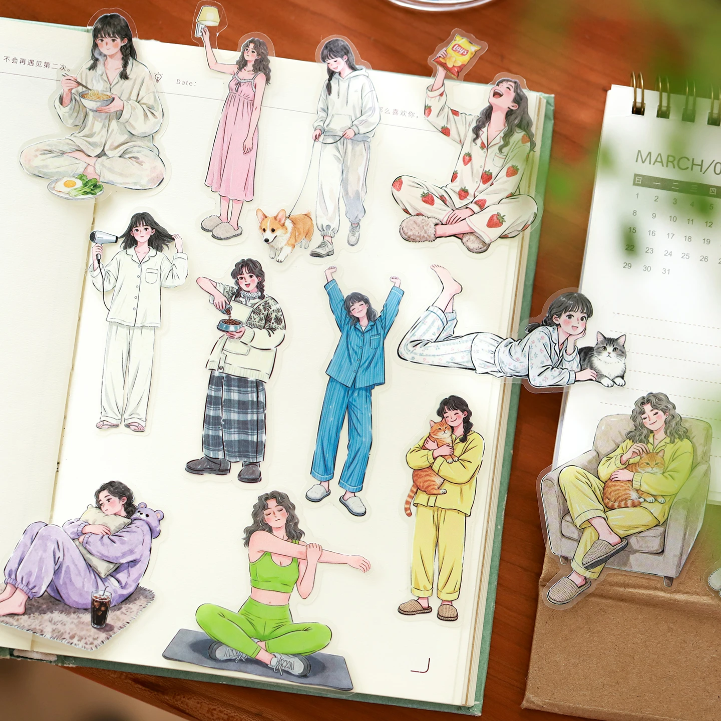 Youthful Outfits, Korean-Style Instagram-Style Stickers, High-Value Cute Girl Characters, Journal Phone Case Decorations, Pet Stickers
