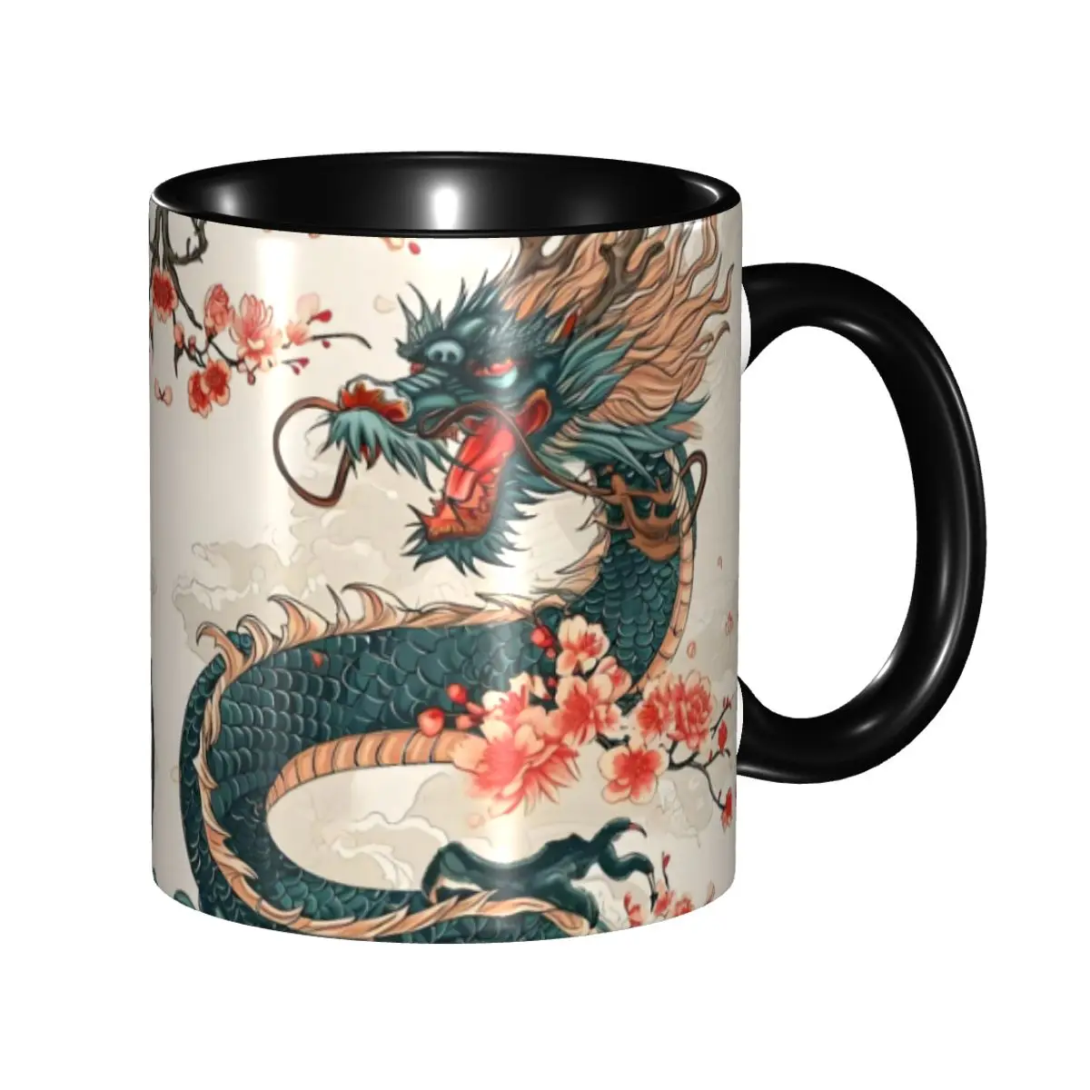 Taza de Café Personalizada con Diseño de Dragón Rojo, Tazas de Cerámica para Té y Leche con Diseño de Mascotas Tradicionales