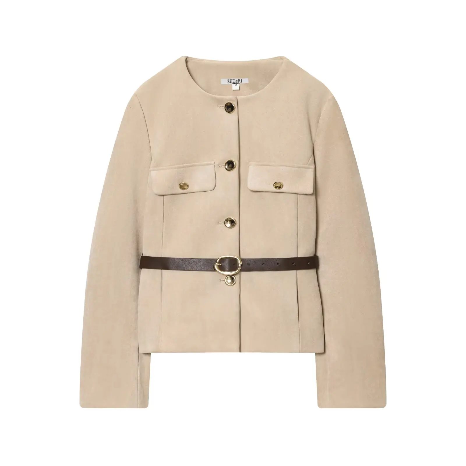 Faionable traje con textura de terciopelo Jaet con cinturón diseño mujer otoño nueva llegada JNLEAOG largo Sve Busin Wear