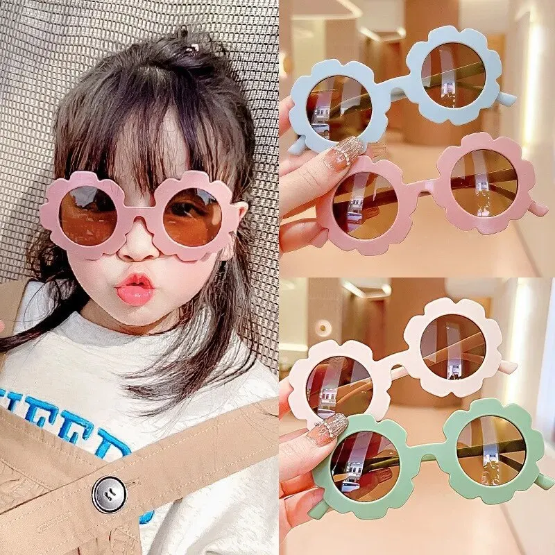 Cute Flower Children\'s Sunglasses Candy Color Frame Boys And Girls Glasses Outdoor UV Protection Kids Sunglasses