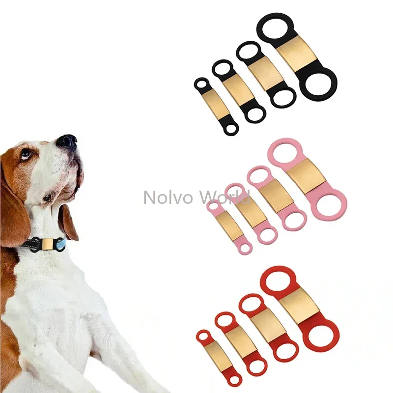 

5PCS 12/15/20/25MM Silicone Stainless Steel Metal Pet ID Tags For Personalized Anti-lost Dogs Cats Custom Name Logo Nameplate