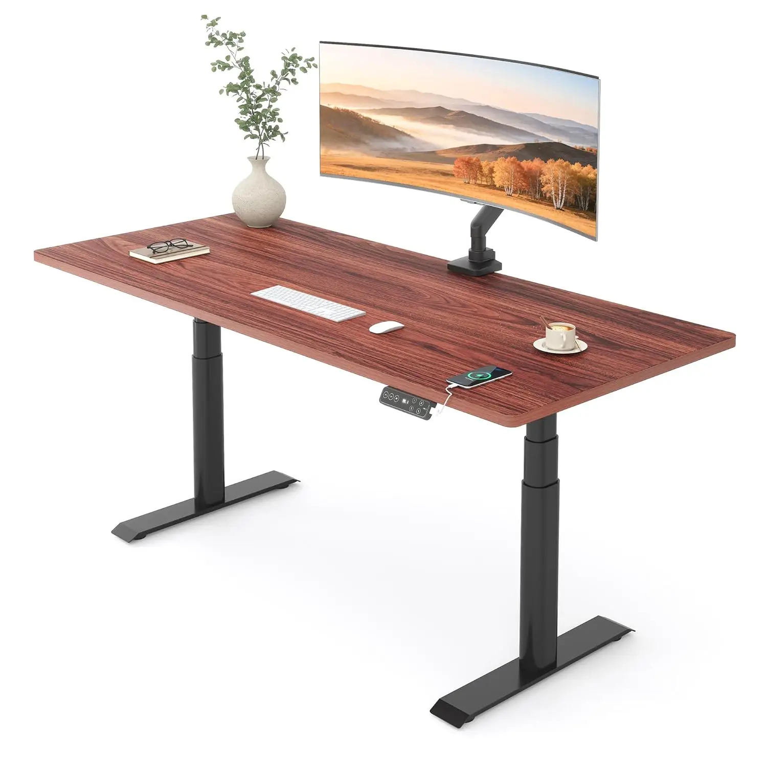 

Dual Motor 3 Stage Height Adjustable Standing Desk 55x28 Inch 150KG Load Customized