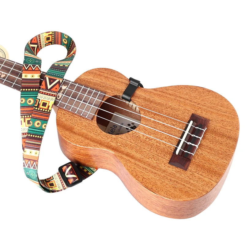Ribbon Guitar Strap Ethnic Style Printing Small Guitar Sling Adjustable Soft Comfortable Replacement Musical Instrument Supplies