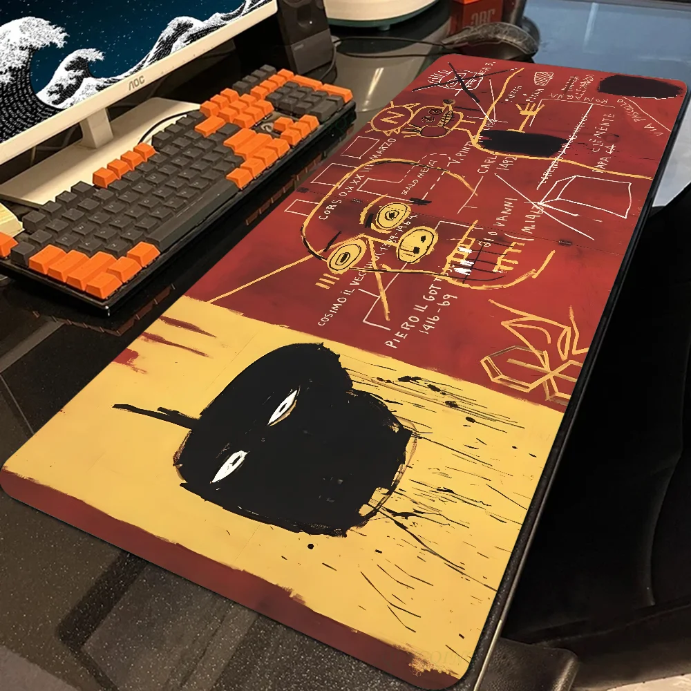 HD J-Jean-Michel B-Basquiat Art Mousepad Mouse Mat With Pad gaming accessories Prime Gaming XXL Keyboard Pad Stitch Padding Mat