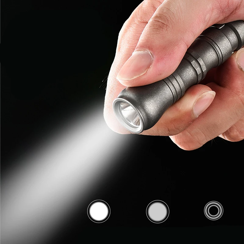 Outdoor Portable EDC Titanium Alloy Magnetic Suction Waterproof LED Three Block Strong Light Flashlight Camping Hiking Tool