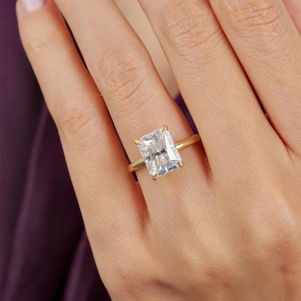 1‑4CT Optional Radiant‑Cut Solitaire Moissanite Engagement Ring for Women,GRA Certified,925 Sterling Silver Lab‑Created Diamond Wedding Finger Band,Fine Jewelry for Proposal Anniversary Birthday Holiday Gift Accessories