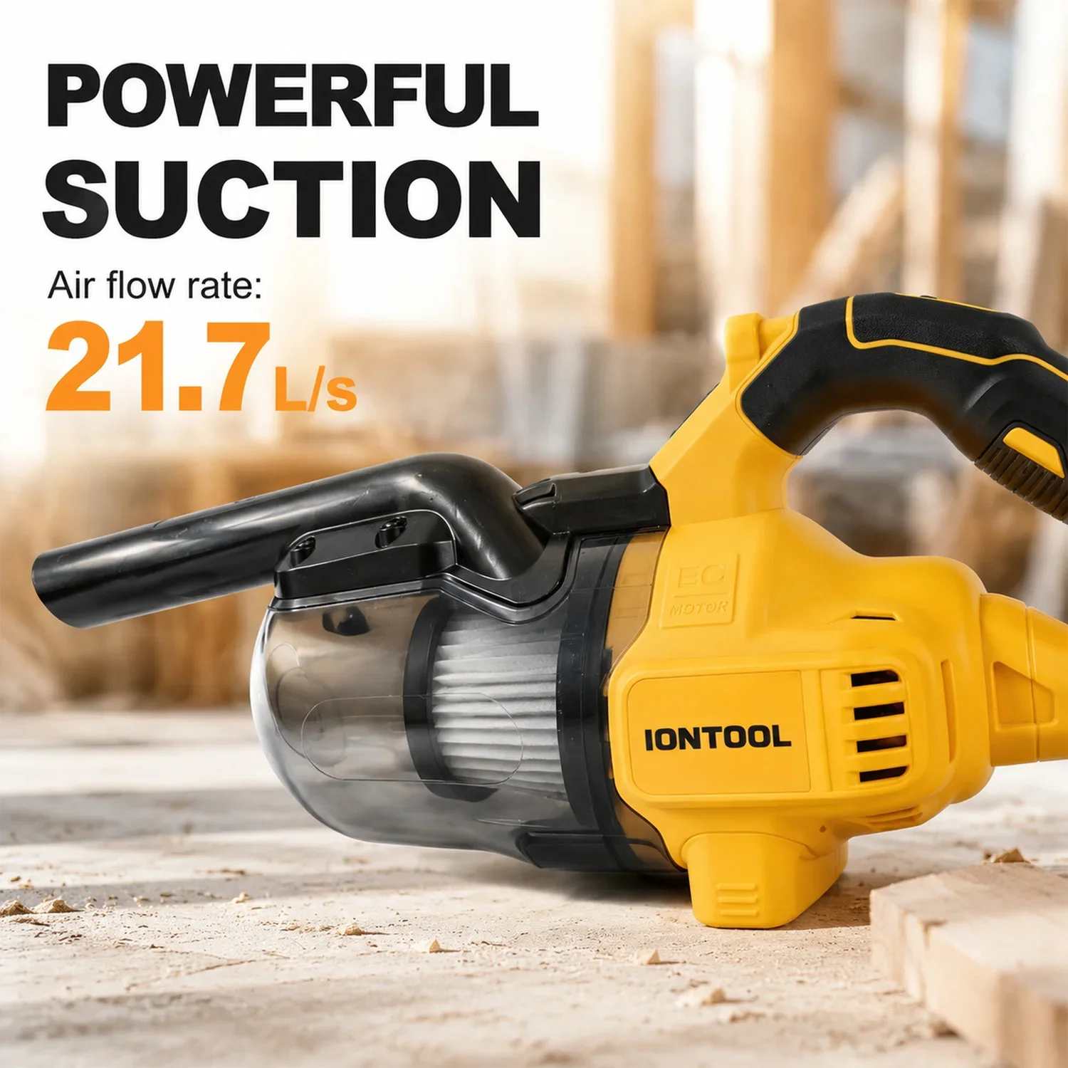 IONTOOL Handheld Yellow Cordless Vacuum 0.7L For Sofa Crevice Dusting Curtain Purifying and Mattress Surface Freshening Tools