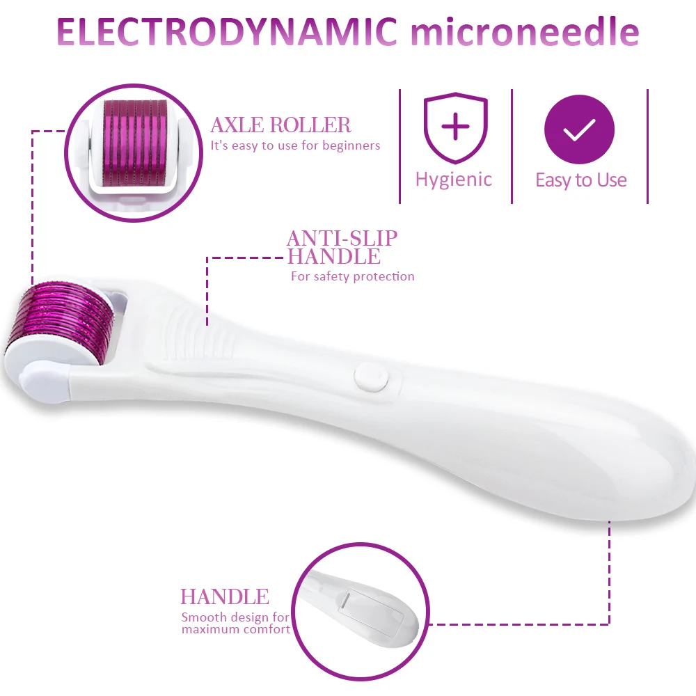 Electric Micro Needles Derma Roller Led Vibration Titanium Mezoroller Microneedle 0.2/0.25/0.3mm 540 Needles Skin Care Treatment