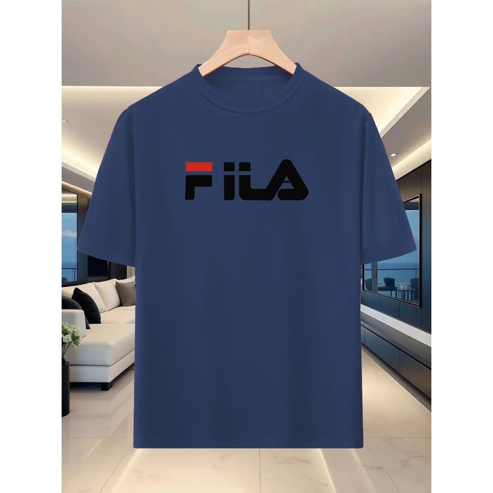 Camiseta de Verano para Hombre, Cuello Redondo, Manga Corta, Tela Ligera y Transpirable, para Deportes al Aire Libre, Running, C