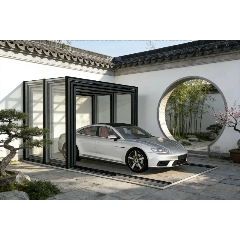 Electric Retractable Car Garage for Outdoor Parking and Vehicle Protection with Motorized Canopy Shelter for Home Driveway Area