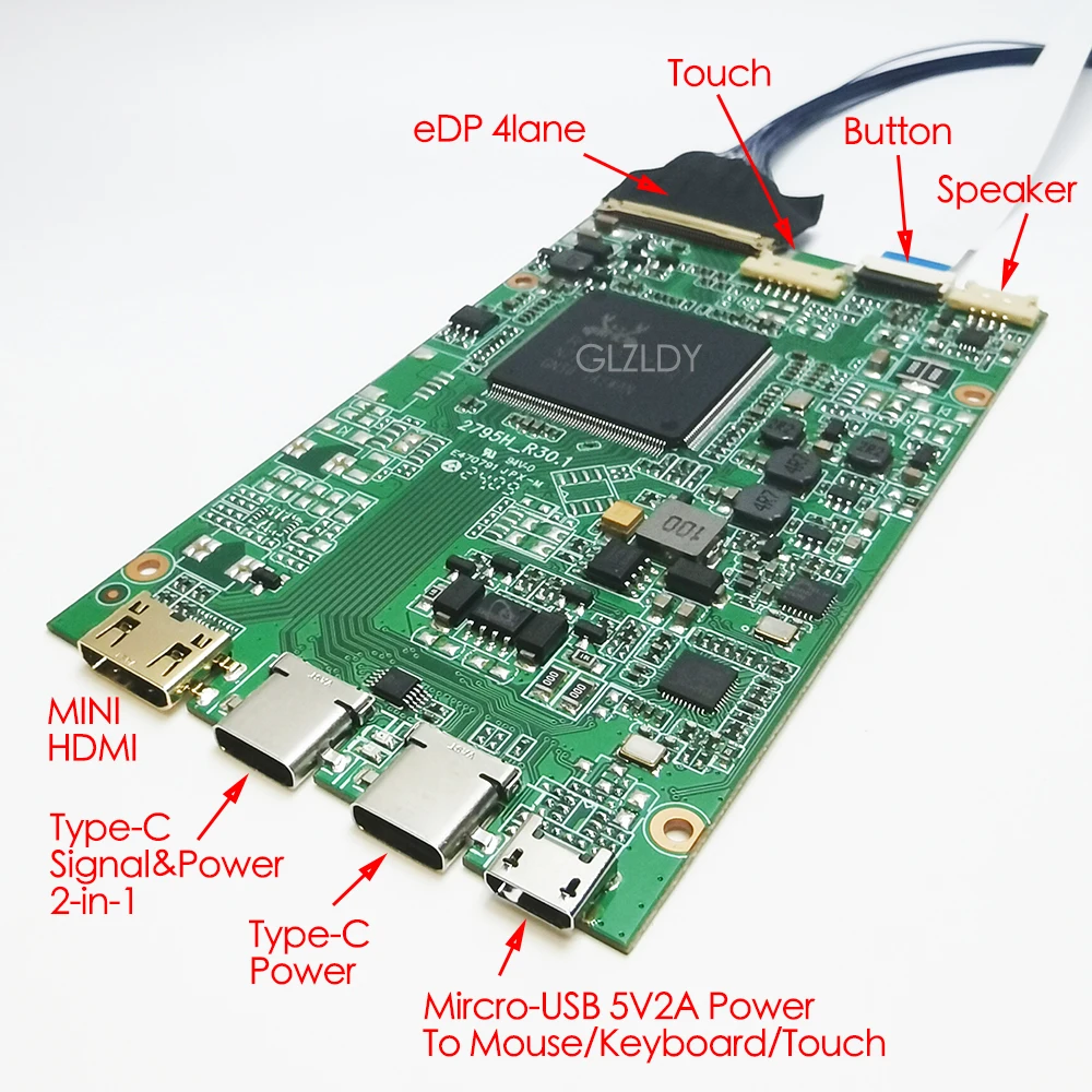 4K LCD Driver Board Kit For 15.6 inch Samsung OLED Screen ATNA56WR04 ATNA56WR06 3840x2160 eDP 40Pin MINI HDMI+Type-C*2+button