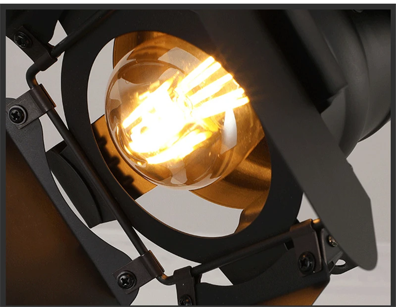 Modern LED Ceiling Lights American Retro Loft Iron Track Lamps Industrial E27 Bar Cafe Industrial Lighting Searchlight Fixtures