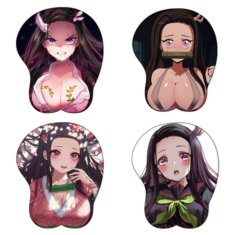 Anime Kamado Nezuko 3D seno Sexy Mouse Pad Kimetsu No Yaiba kawaii Mousepad con morbido poggiapolsi 2way tessuto gaming Desk Mat