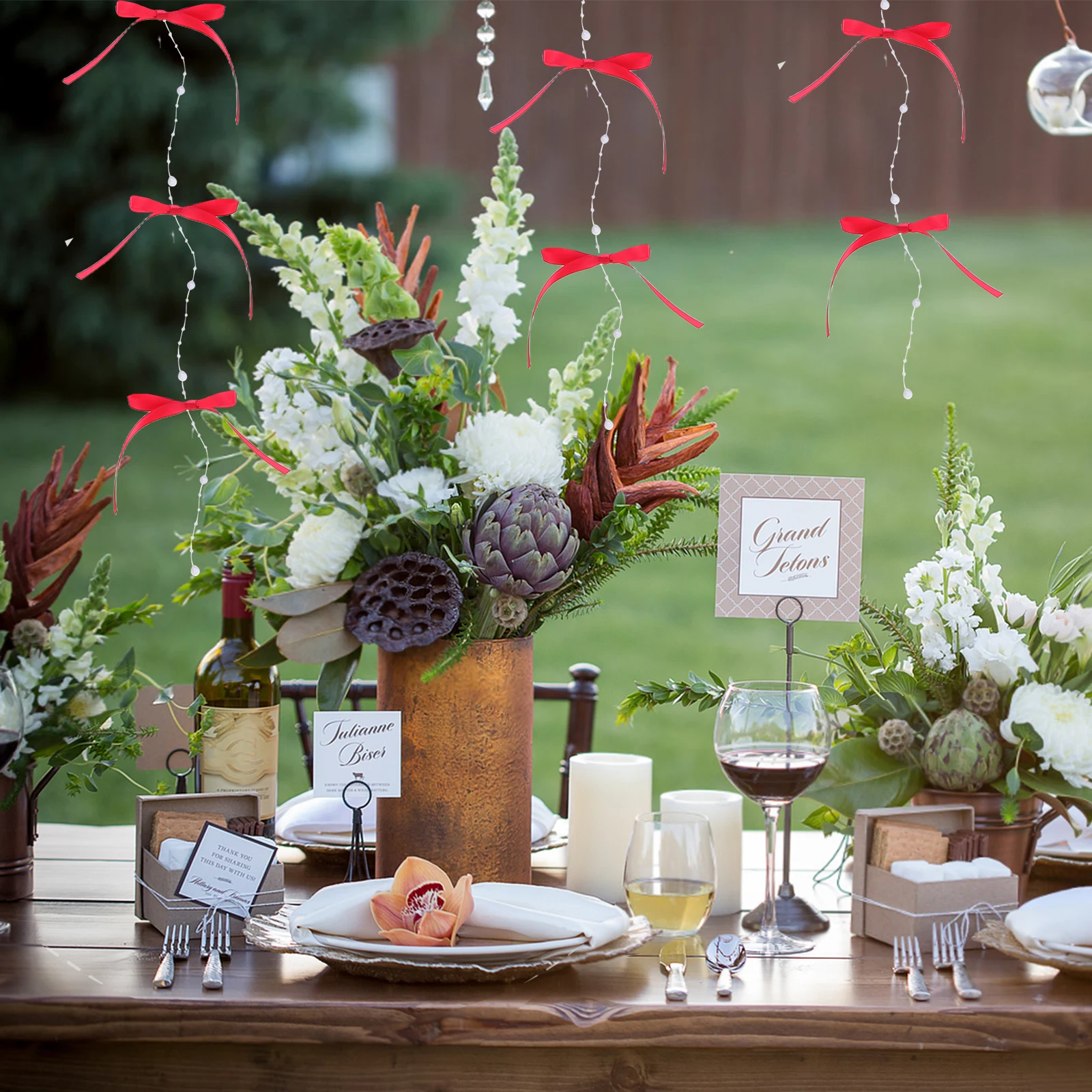 

Bow Bead String Curtain Decorative Window Door Hanging Unique Plastic Polyester Easy Install Wedding Party