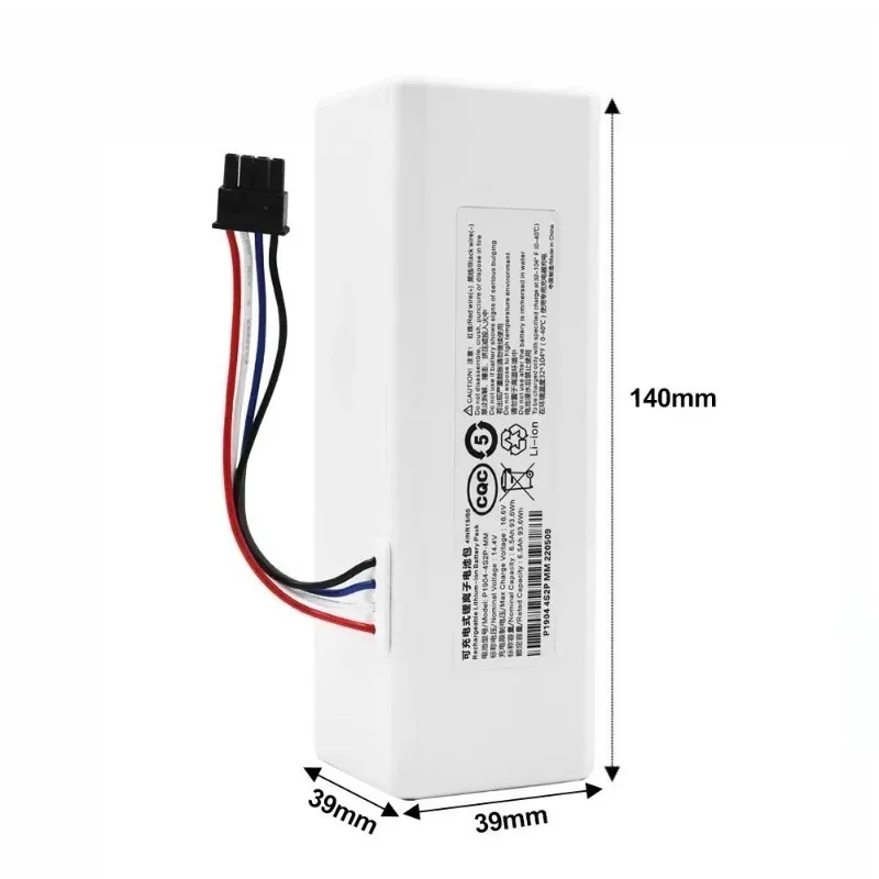 14.4V 5200/6500mAh P1904-4S1P-MM Li Ion Robot Vacuum Battery for Xiaomi Mijia 1C STYTJ01ZHM Mop Cleaner Accessories Parts