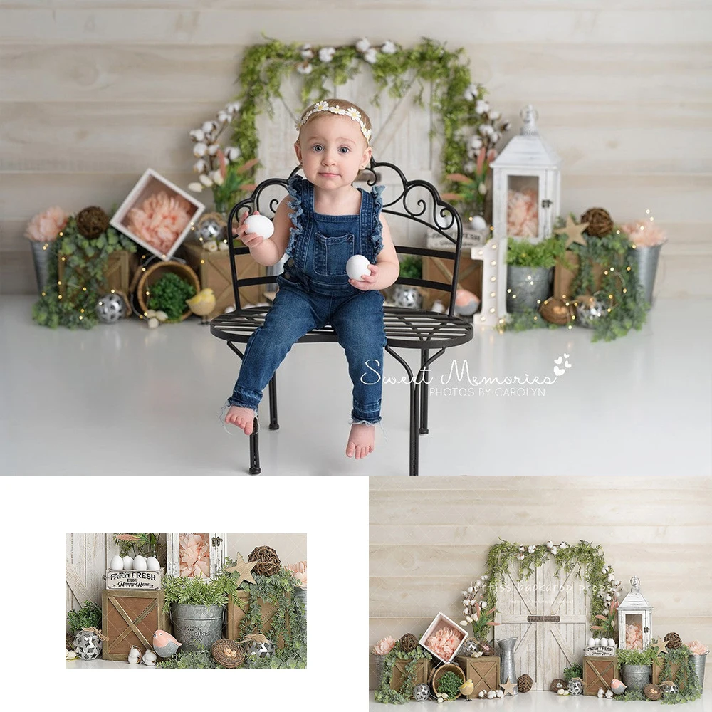 

Farm Fresh Easter Backdrops Kids Baby Photography Child Adult Photocall Decors Bunny Eggs Backgrounds