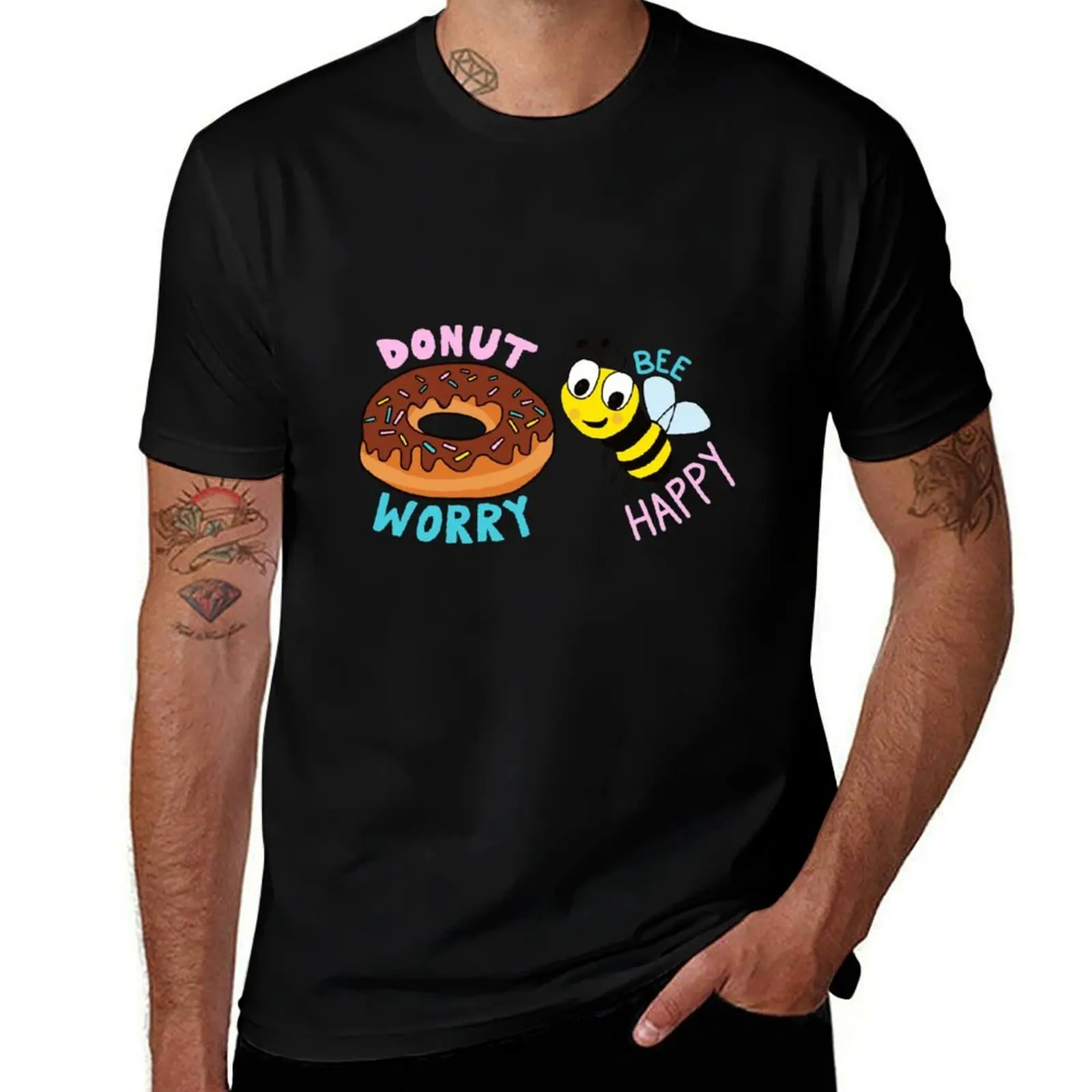 Donut Worry, Bee Happy T-Shirt Anti-Perspiration Workout Top T-Shirt