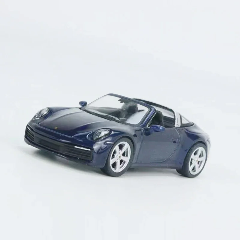 MINI GT Model Car 911 Targa 4S Alloy Die-Cast Vehicle - Gentian Blue Metallic #412 LHD 1:64