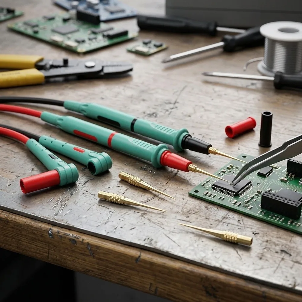 Gold Plated Tips Multimeter Test Leads For Field Maintenance Green Gold Plated Probe Tips 67-strand Copper Core