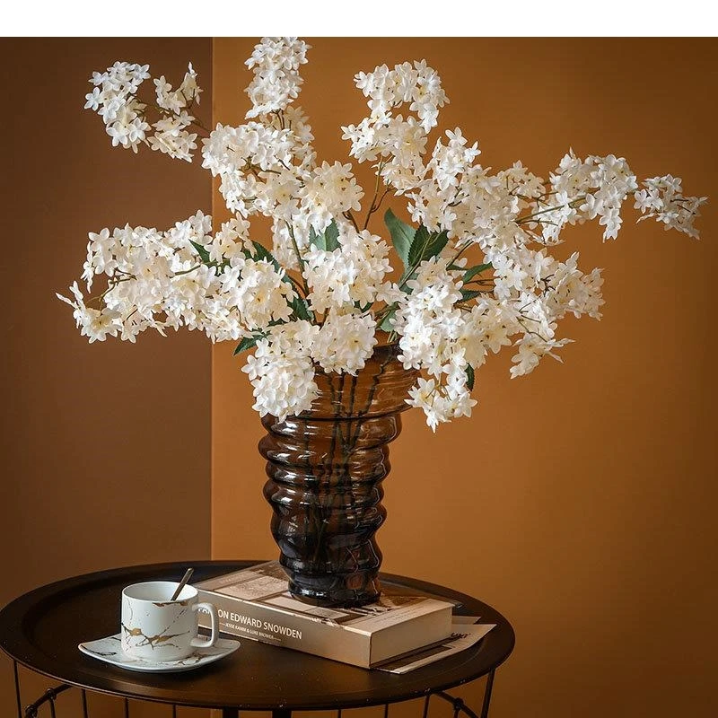 Threaded Glass Vase Modern Decorative Flowers Arrangement Desk Decoration Flower Pots Gray Hydroponics Floral Vases