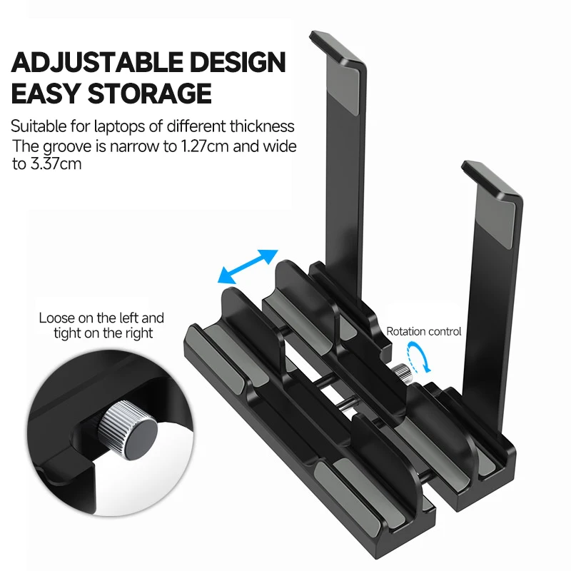 Updated Vertical Laptop Stand 2-in-1 Desktop Stand Holder with Adjustable DockFits MacBook/Surface/Samsung/HP/Dell/ 13-17.3 inch