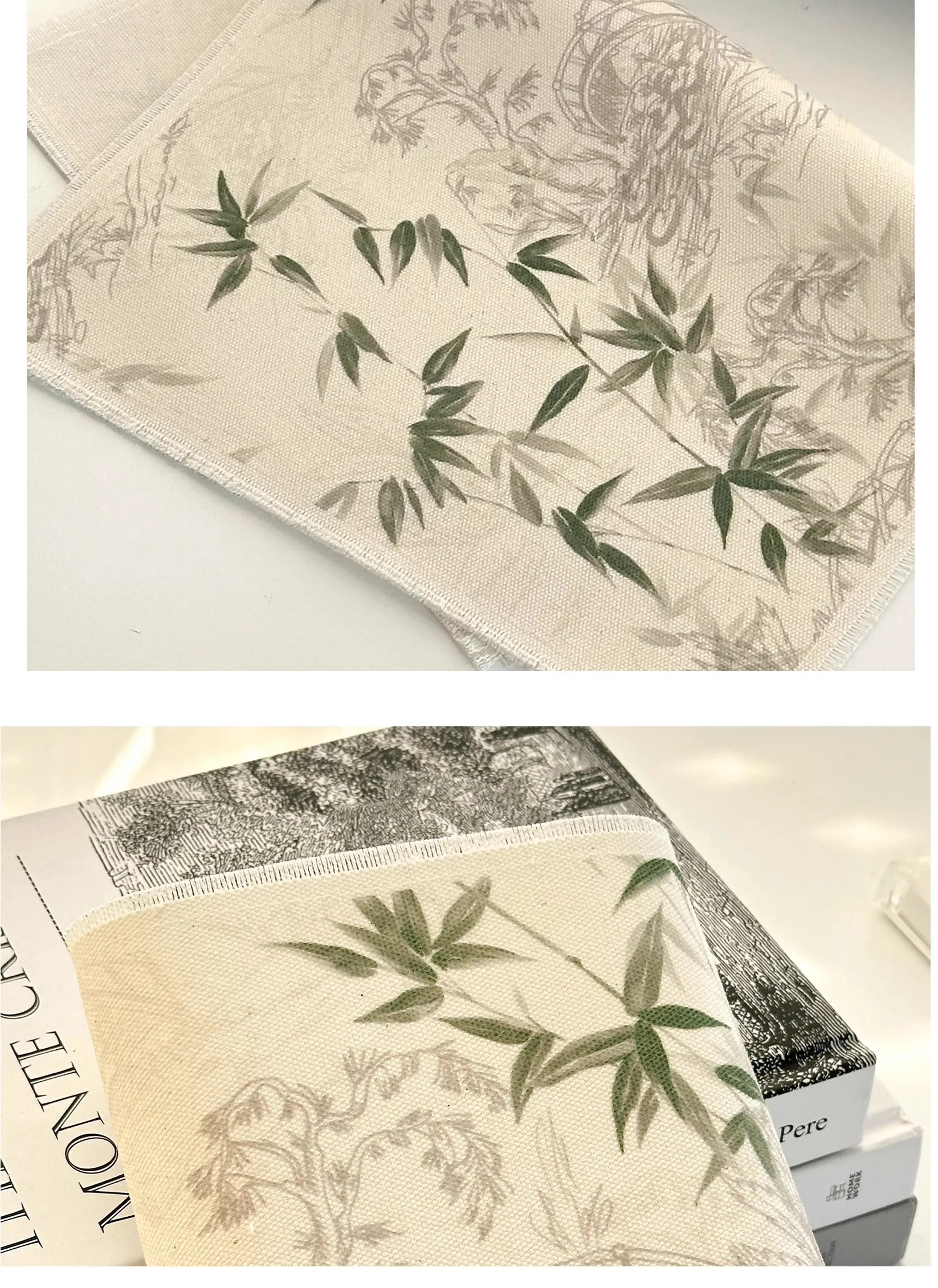 Chinese style placemat, cotton linen table mat, waterproof coaster, Oriental home decor, stain resistant dining pad